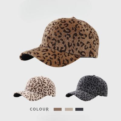 Modische, flauschige Schirmmütze für Herbst und Winter, europäischer und amerikanischer Stil, neue, dicke, warme Baseballkappe für Damen mit Leopardenmuster, Hip-Hop-Sonnenhut für Outdoor-Aktivitäten