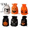 Halloween Pumpkin Bags for Kids 5 Pcs Treats Bag, Non-woven Fabric Candy Portable Snack Drawstring Goodie Party Favors Lightweight Totes Sweets
