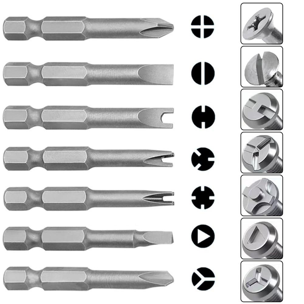 Set 13 Piese Biți Magnetici 50mm Forme Speciale pentru Șurubelniță, Coadă Hexagonală 1/4 inch, Compatibil cu Șurubelnițe Electrice, Mașini de Găurit și Mașini de Înșurubat cu Impact