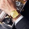 Classic Mens Quartz Watch With Leather Strap And Decorative Dial For Casual Wear