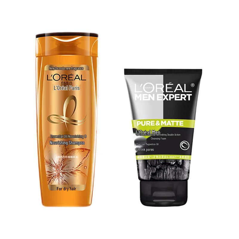 Набор L Oréal Men Очищающее средство для контроля жирности и Питательный шампунь