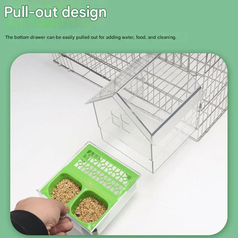 Durability Bird Feeders Two Separate Food Chambers Transparents Container Tracking Effortlessly Refill Stable Cage