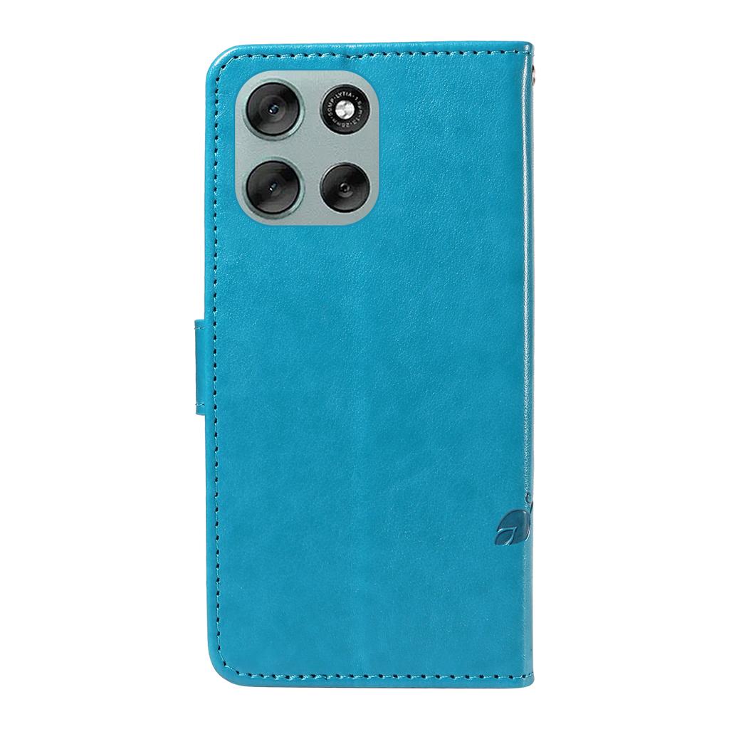 For Motorola Moto G56 5G PU Leather Cases Flower Pattern Wallet Stand Phone Cover with Strap