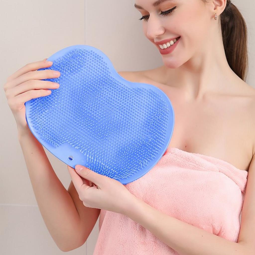 Alfombrilla de baño antideslizante multifuncional con exfoliante para pies y espalda, eliminación de piel muerta y ventosas grandes.