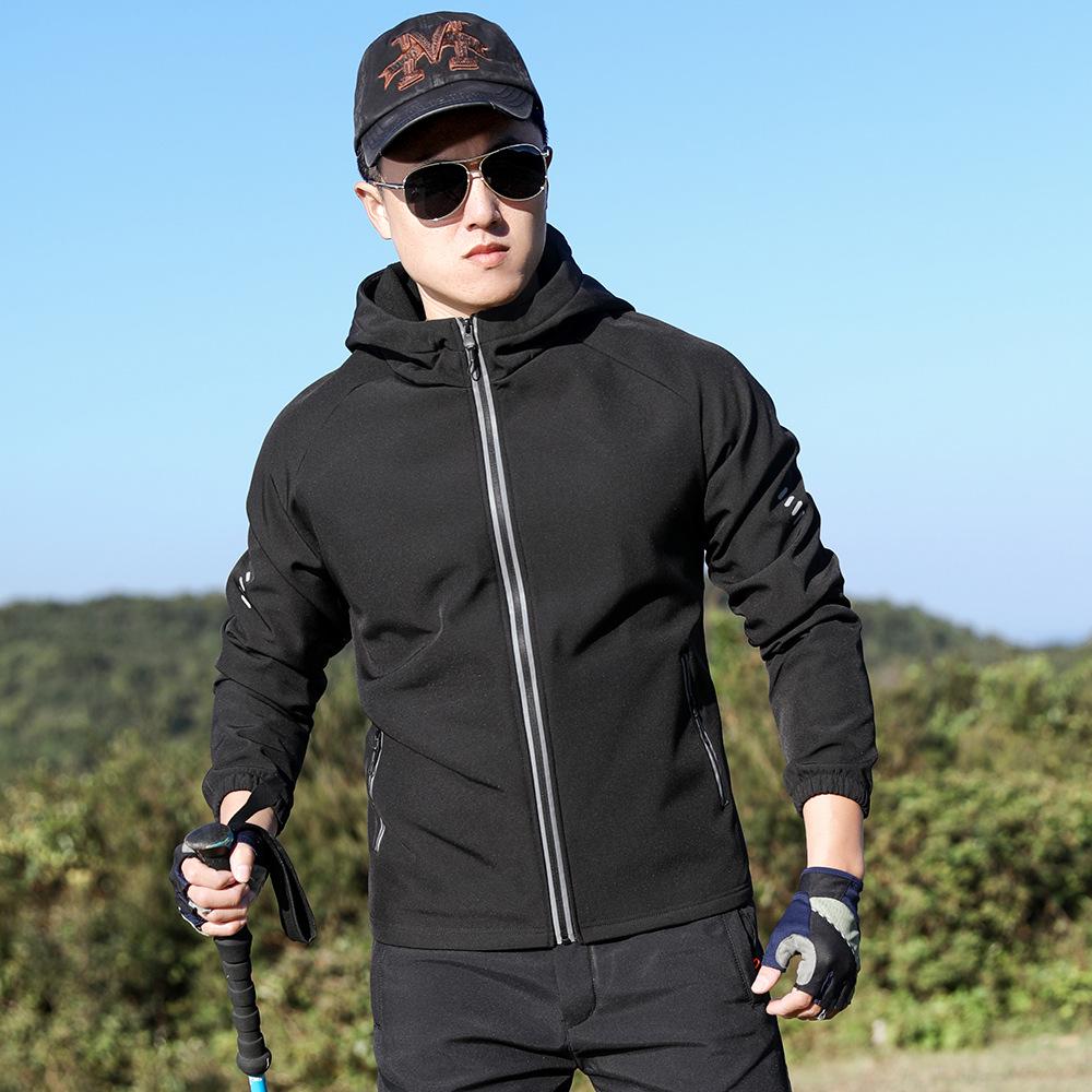 Herren Outdoor Winddichte Softshell Fleece Kapuzenjacke zum Bergsteigen