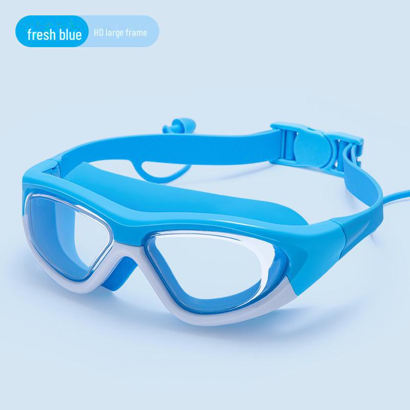 Children's Wide-Angle, Anti-Fog Swimming Goggles with Silicone Seal and Earplugs - High-Definition Waterproof Design for Boys and Girls