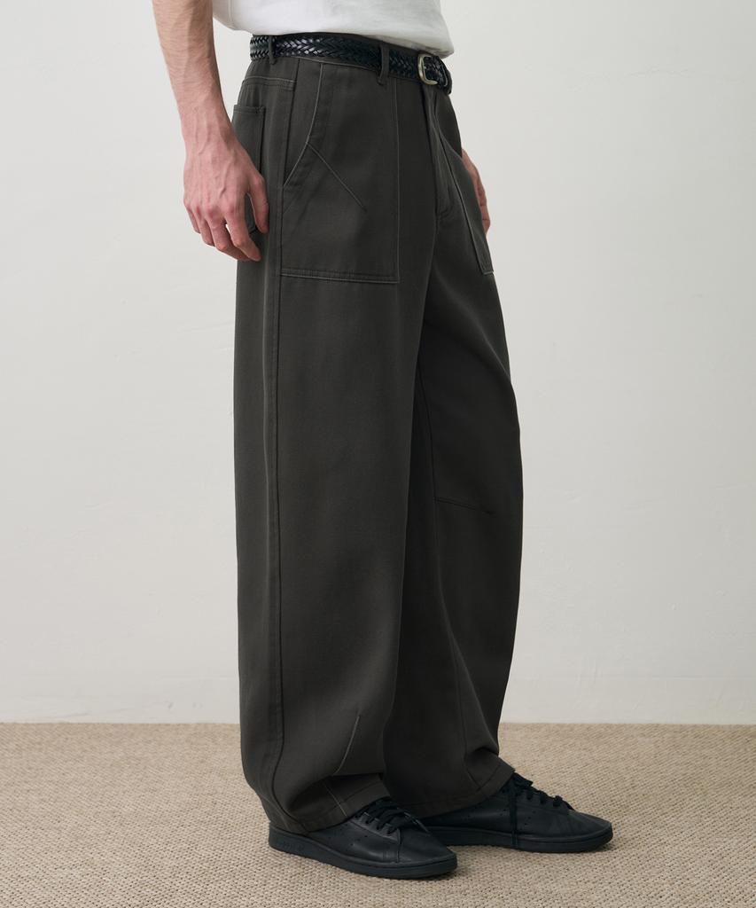 DRAW FIT Curved Washed Fatigue Pants [Charcoal]