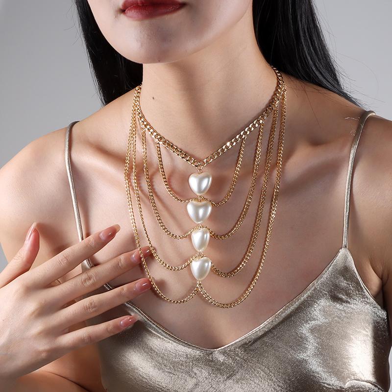 Fashionable Simple Trendy Elegant Pearl Chain Retro Necklace For Women