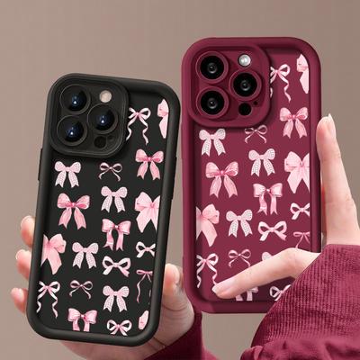 Bowknot Pattern Shockproof Phone Cover For iPhone 16 Pro Max 15 14 Pro 13 12 11 XS XR 8 7 Lens Protection TPU Soft Silicone Bumper Cover