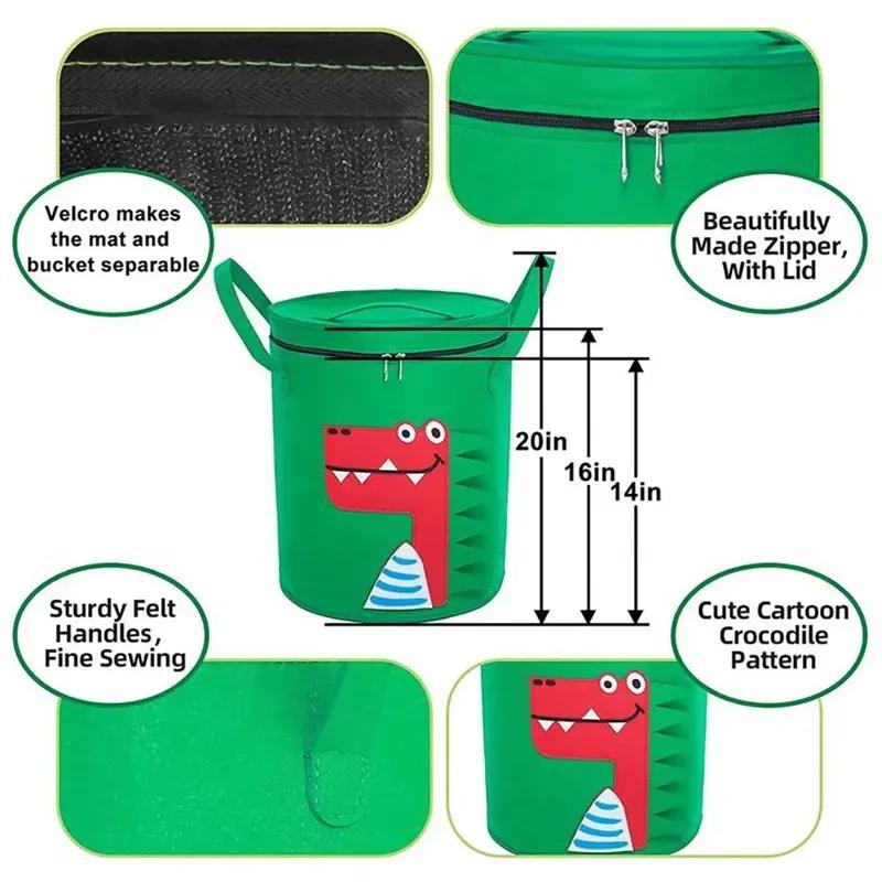 Filz Faltbare Spielzeugaufbewahrungstasche Abnehmbar Staubdicht Groß Bausteine Kinder Spielmatte Niedliches Tier Schrank Organizer Ziplock-Beutel