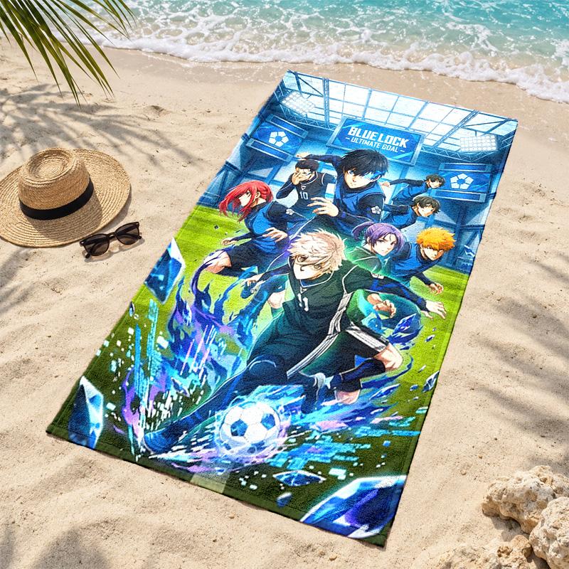 Blue Lock Microfiber Beach Towel Quick Dry Sand Free Lightweight Beach Towels for Travel Swimming Camping