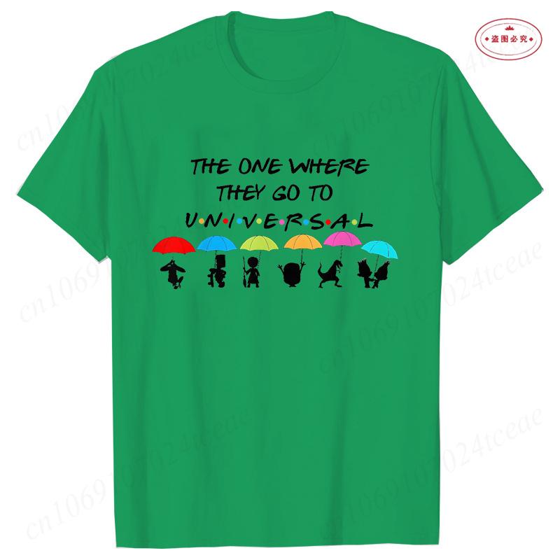 The One Where They Go To Universal T-Shirt for Women Clothing Friends Family Matching Party Tees Funny Umbrella Graphic Tops
