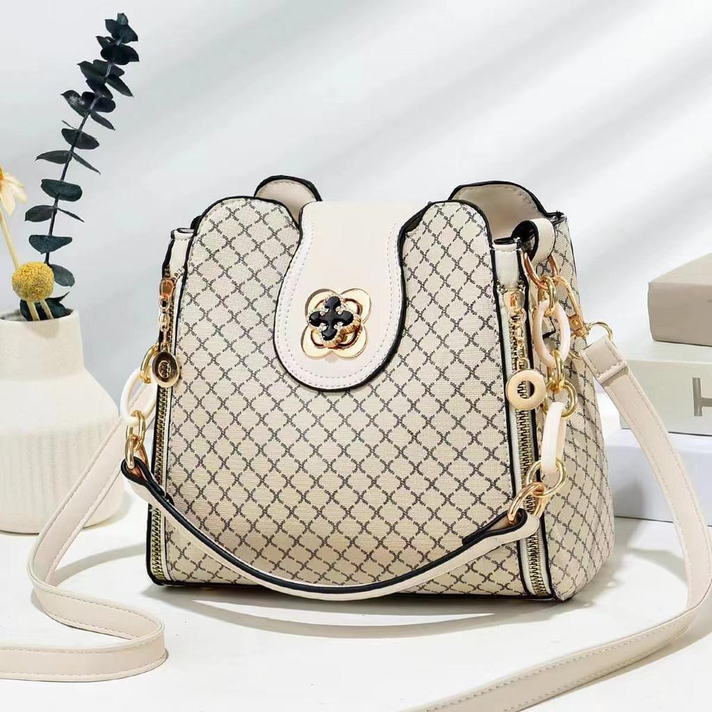 Cross pattern new contrasting color flip plaid printing large capacity single shoulder oblique span texture women's bag