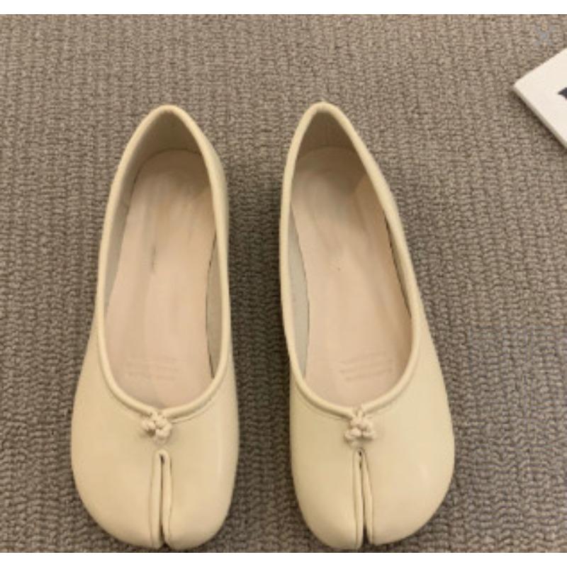 YanHuangHouse Dames Comfortabele Leren Platte Schoenen Split Hoefteen Loafers Femme Mary Jeans Mocasines Dames Ballerina Schoen 36 wit