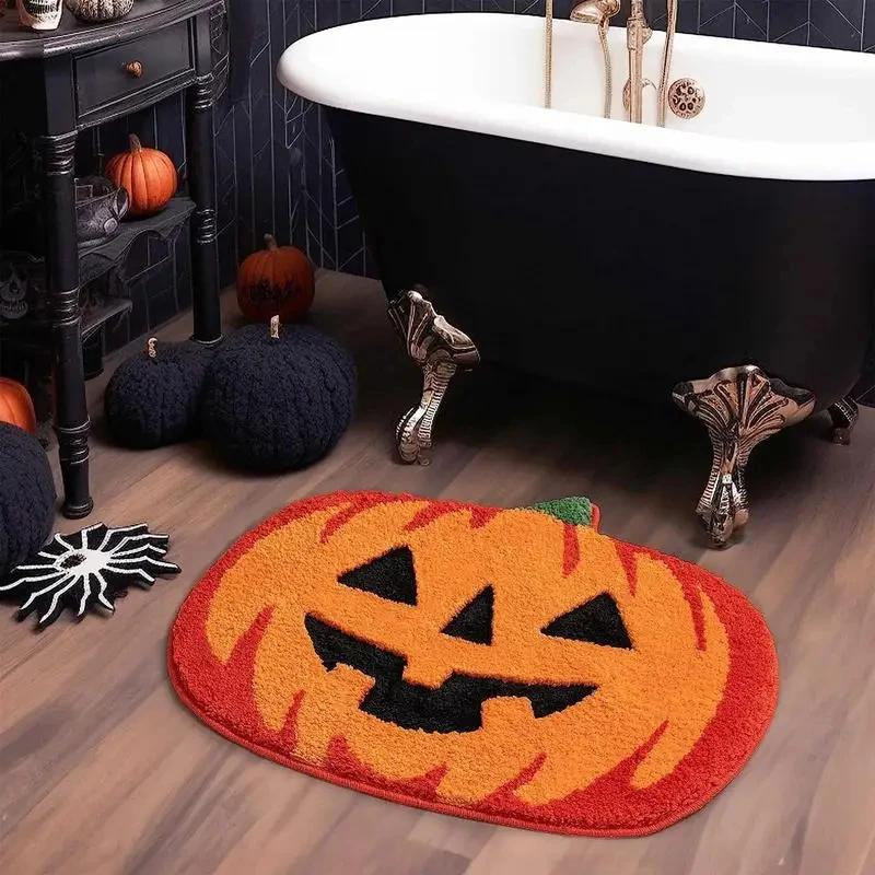 Halloween Shaped Imitation Cashmere Floor Mats Absorbent Bathroom Horror Entrance Door Mat Home Decoration