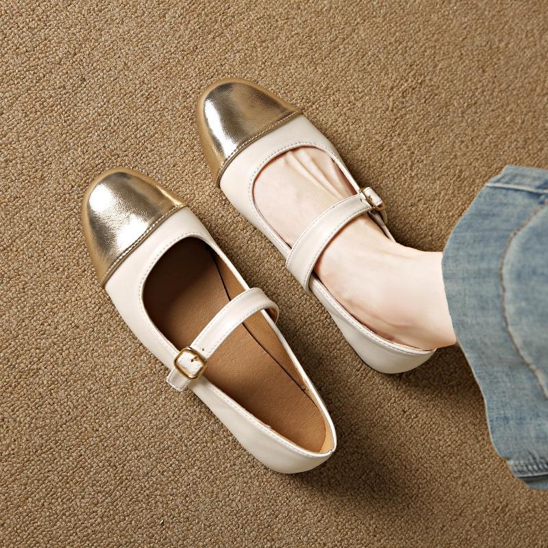Mary Jane shoes women's color matching flat bottom 2025 summer new late evening wind small fragrant wind French single shoes light mouth small leather