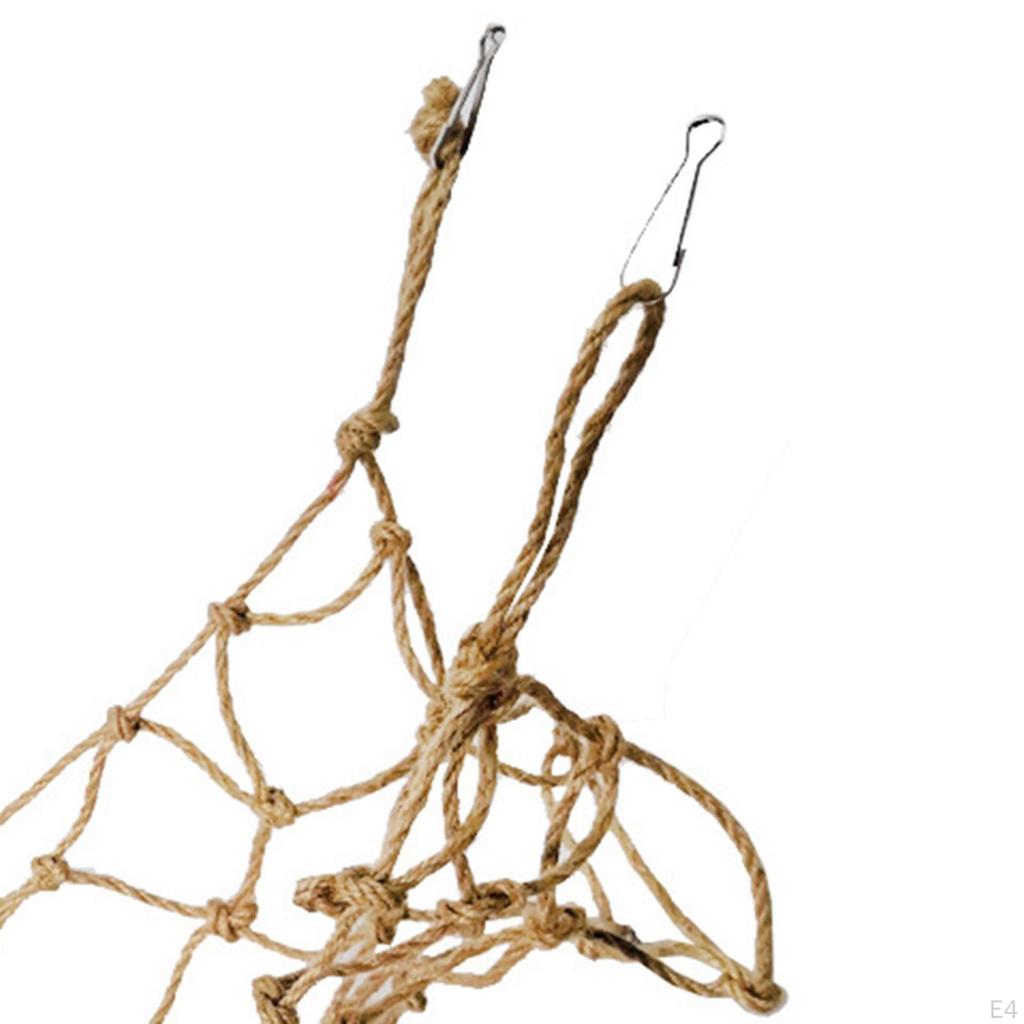 Bird Climbing Net Parrot Hanging Swing Rope Cage Perch with Buckles Hooks Chew Toy Hamster Hammock