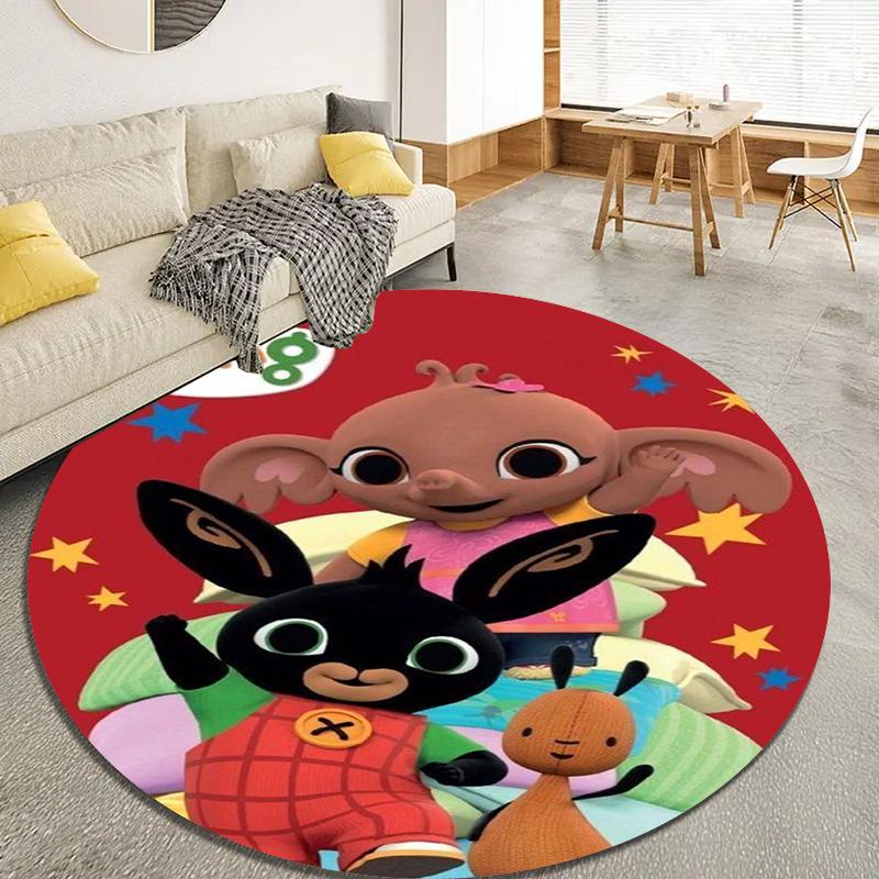 Bing Bunny Round Area Rug,Carpet Rug for Living Room Bedroom Sofa Playroom Decor,Non-slip Floor Mat37