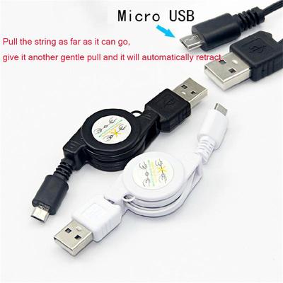 1m V8 Retractable Cable USB To Miceo Usb Cable Portable Cord USB A To USB 2.0 B Charger Cable Retractable for Android Phone