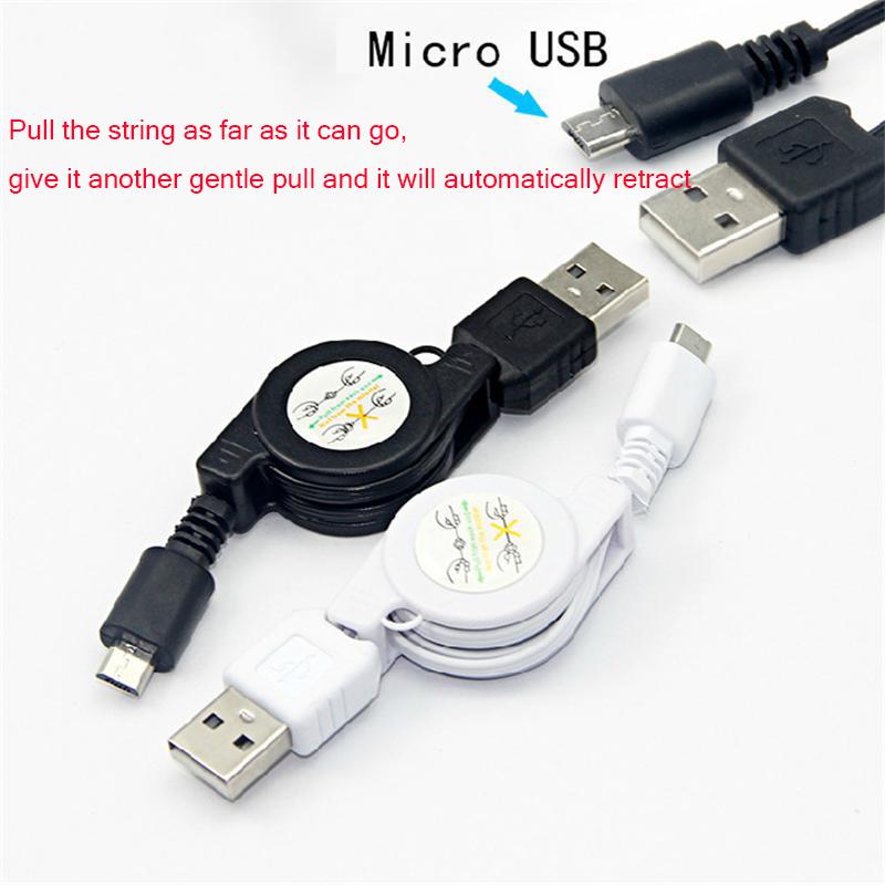 1m V8 Einziehbares Kabel USB zu Micro USB Kabel Tragbares Kabel USB A zu USB 2.0 B Ladekabel Einziehbar für Android Telefon