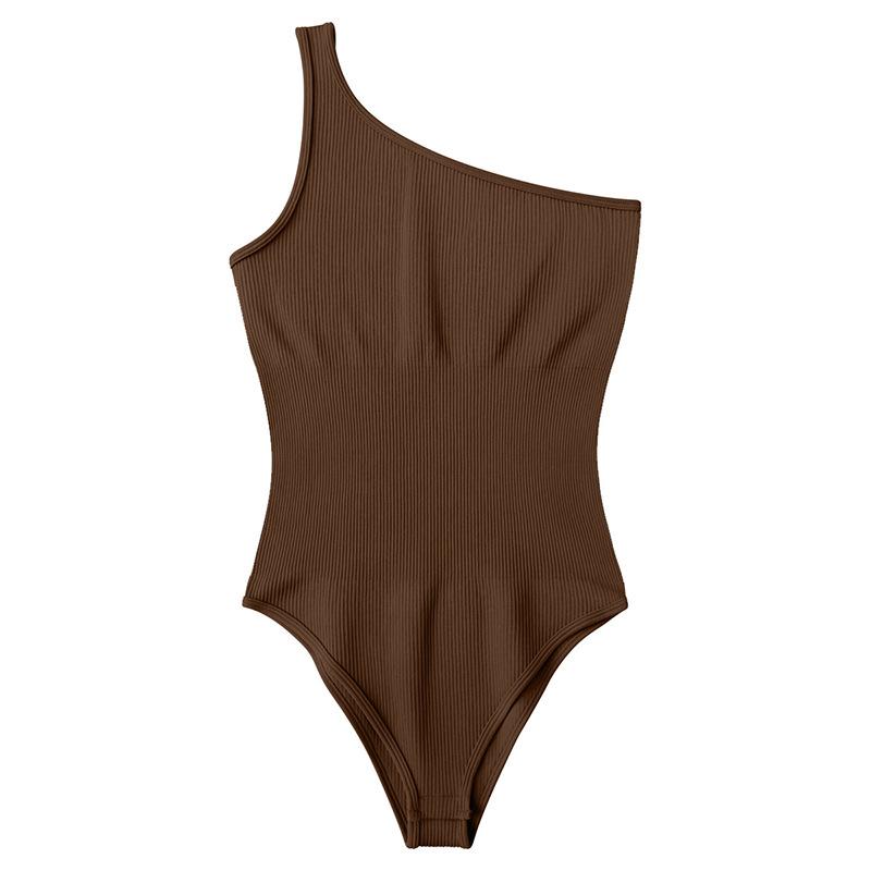 European And American Sleeveless Slanted Shoulder Onesie Women'S Top Inside And Outside, Sexy Hot Girl Tight Thong