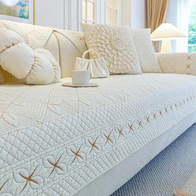 Cotton Embroidery Sofa Cover for Living Room Winter Warm Non-slip Sofas Cushion Nordic L-shaped Couch Towel Sofa Protective Case