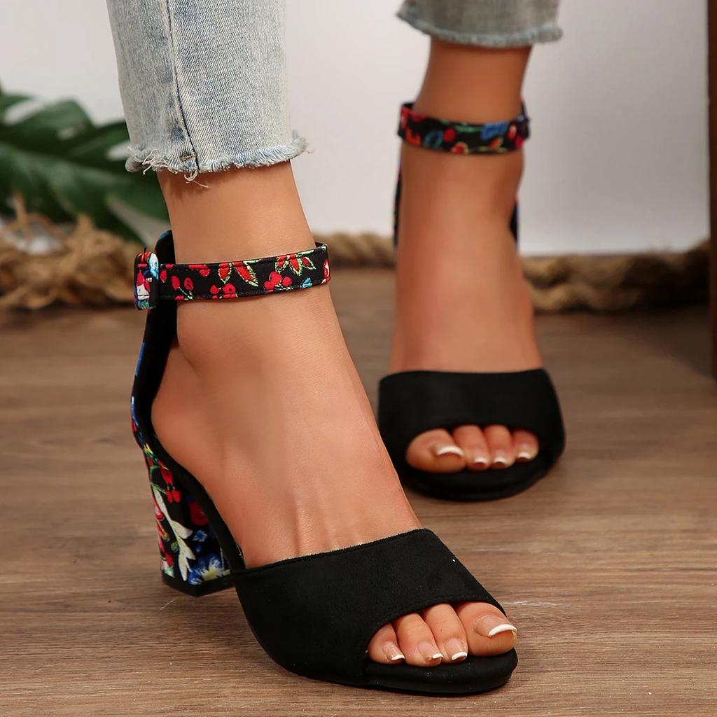 Fashion 2025 Women Sandals Casual High Heels Shoes Chunky Heels Fashion Ladies Straps Beach Ankle Sandals Large Size Sandalias De Mujer