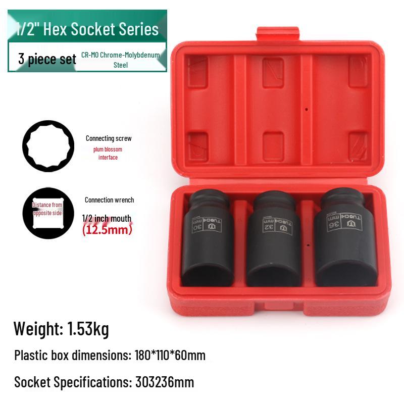Heavy Duty 1/2" Electric & Pneumatic Hex/Torx Socket Set for Extended Wind Gun & Wrench