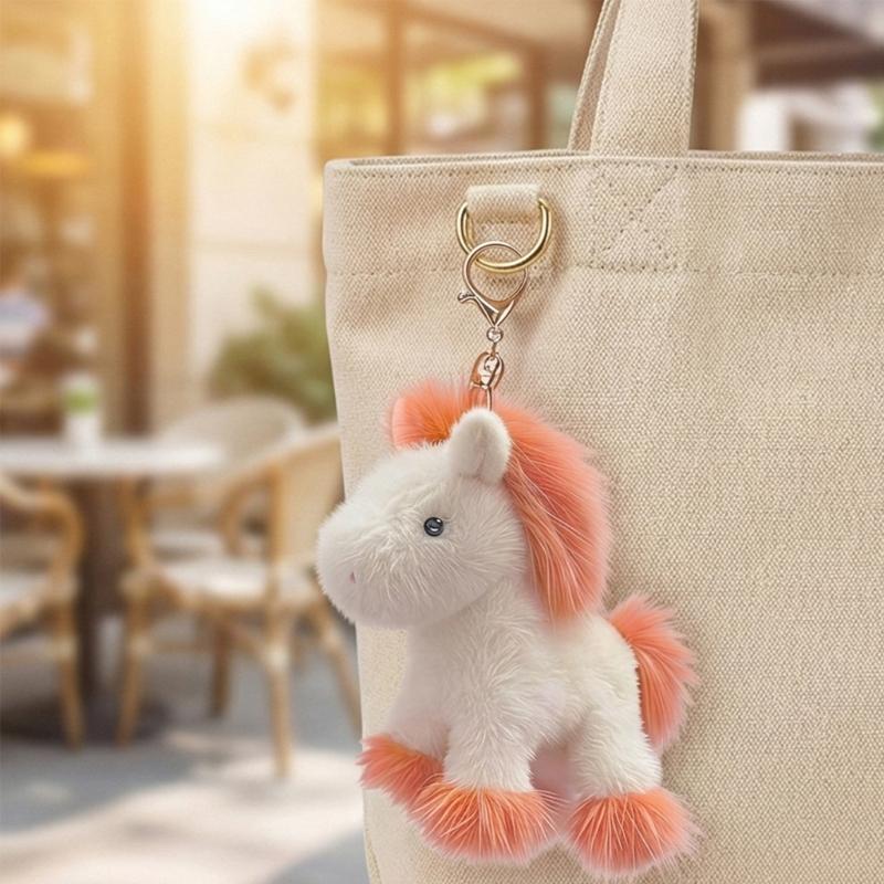 Adorable Horse Plush Keychain Soft PP Cotton Cute Stuffed Animal Toy Bag Hanging Decoration For Girls Gift