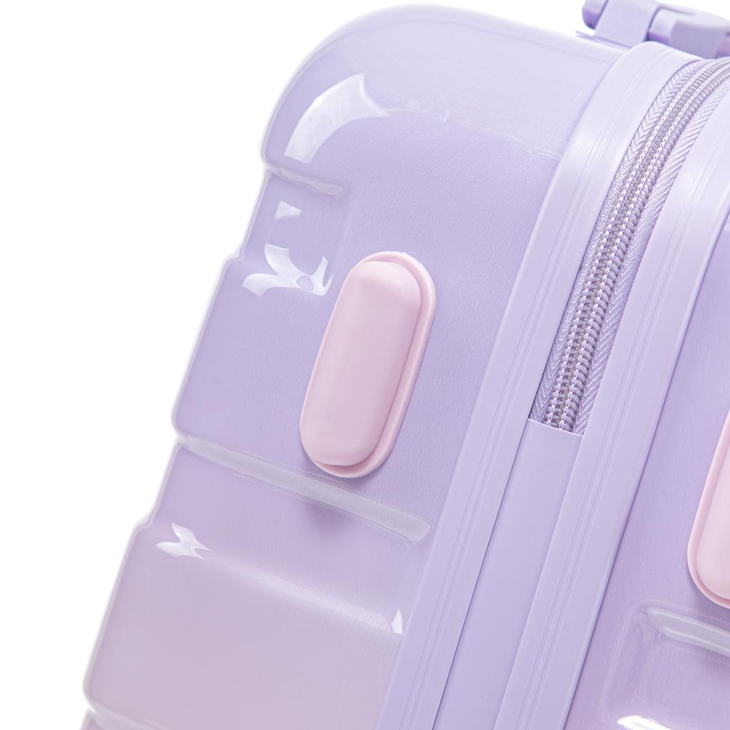 14"/20" 2-Piece PC Spinner Suitcase Set with Combination Lock & 14" Cosmetic Bag (Purple)