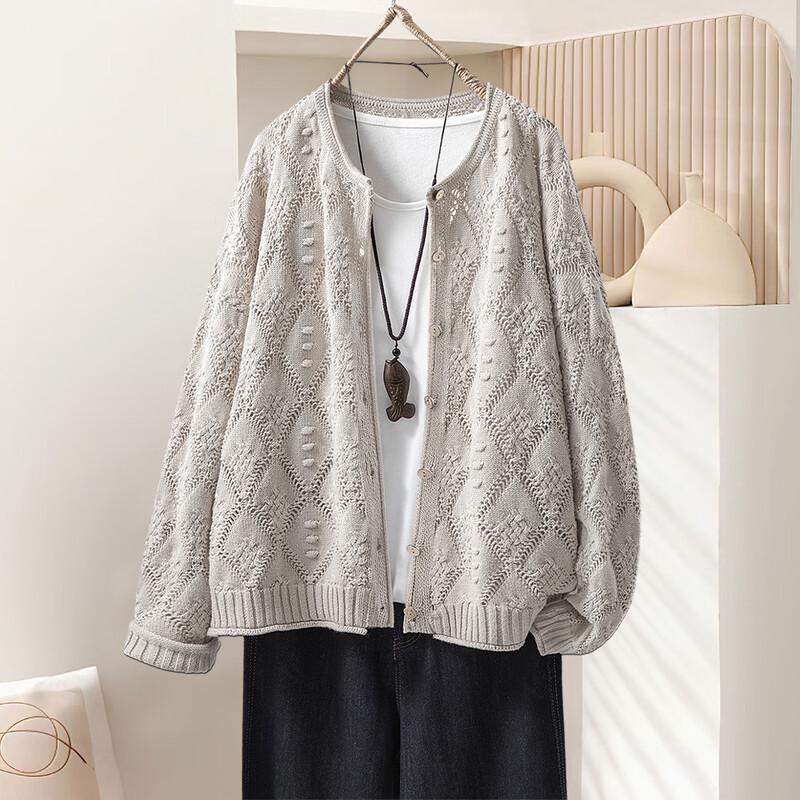 

Women s Retro Round Neck Long Sleeve Knit Top M