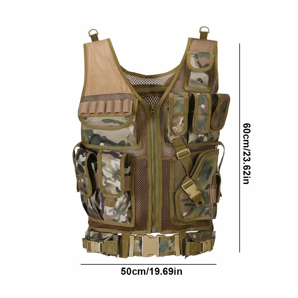 Nylon Mesh Vest Verstelbaar Airsoft Vest Meerdere Zakken Plate Carrier Vest Jacht Buiten CS Spel Airsoft Trainingsjas