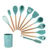 Silicone wooden handle kitchenware set 12-piece set High temperature resistant non-stick pan Scoop clip Kitchenware bucket Baking utensils