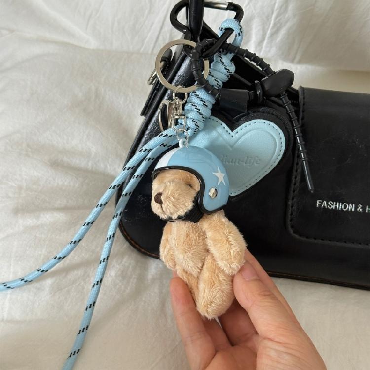 Heart Keying Creative Car Key Chain Lovely Bear Keychain Bag Charm Phone Keychain Woven Rope Pendant Bag Decorations