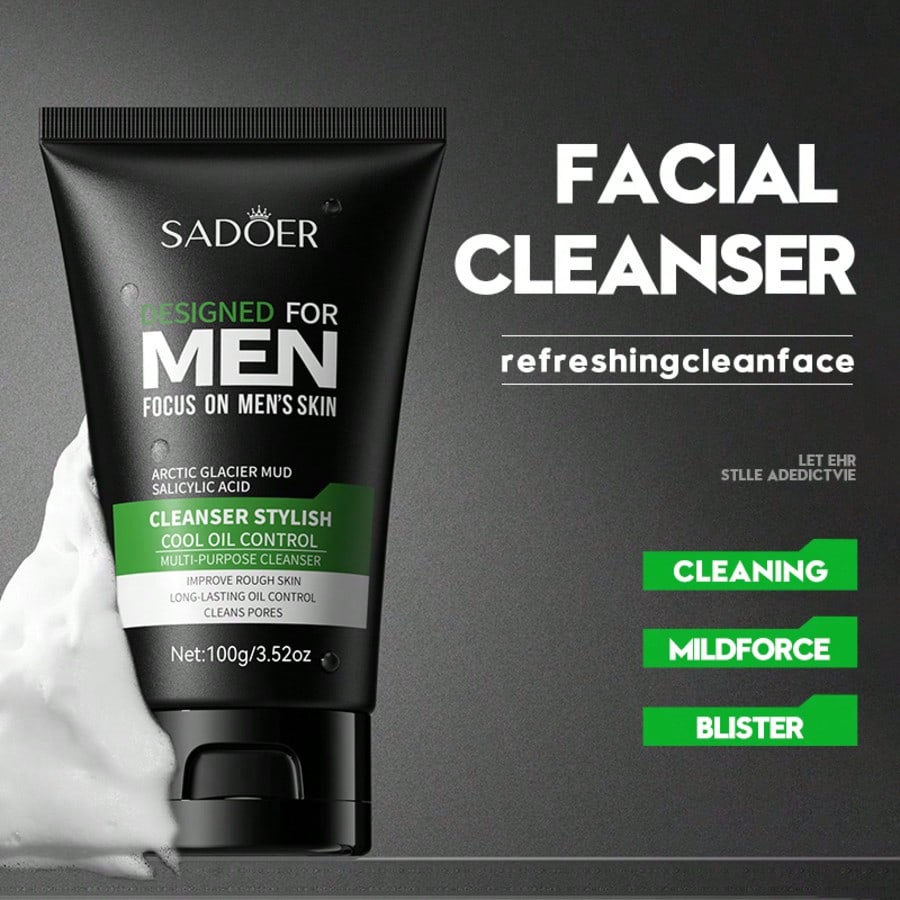 1pc Men's Deep Cleansing Oil-Control Facial Cleanser, Relieves Oiliness And Dullness, Improves Dryne