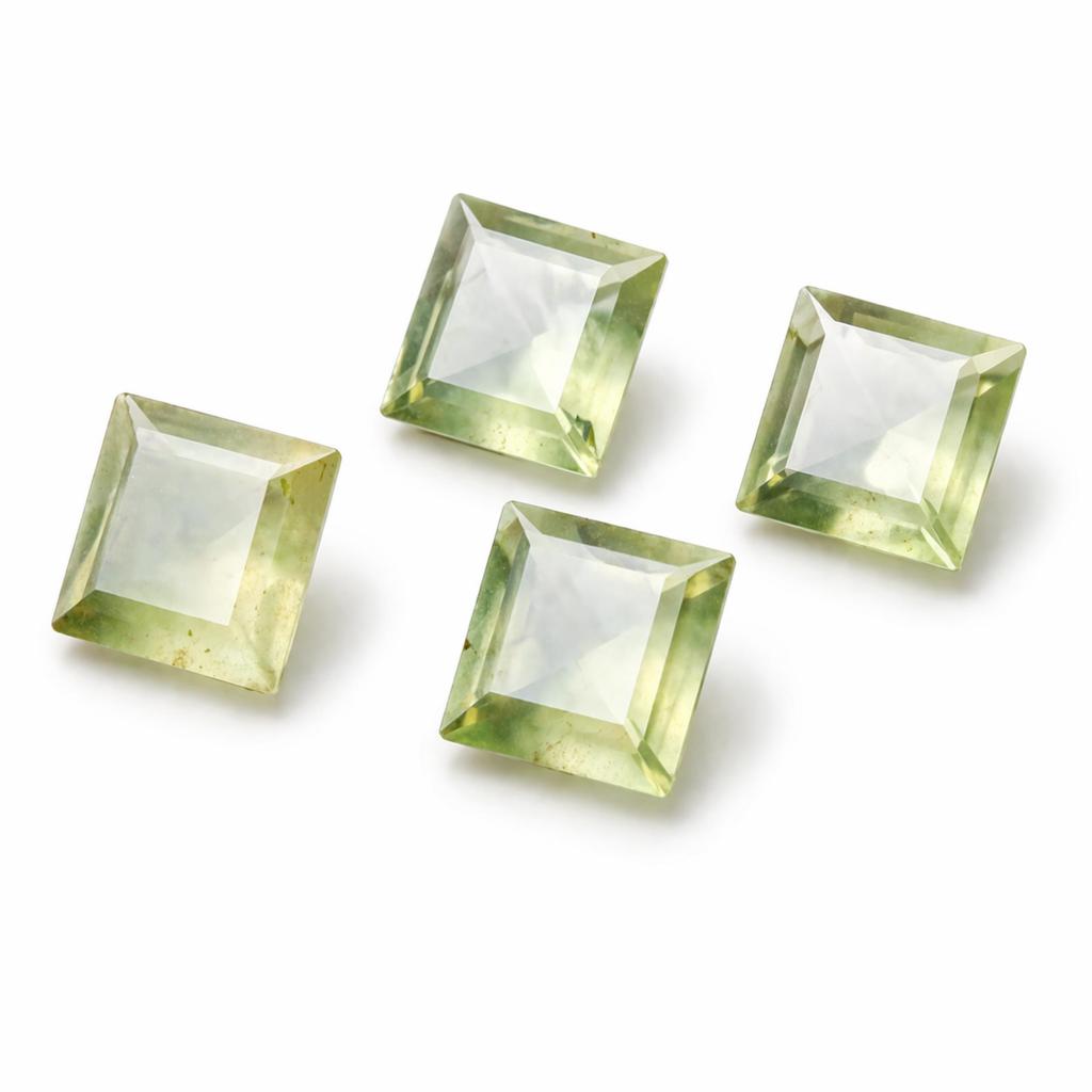 AAA Natural Prehnite Square Faceted Gemstone Calibrated Loose Stone Green Prehnite Jewelry Making Supply Wholesale All Sizes Available