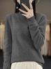 Women's Slimming Wool Sweater - Half High Neck, Long Sleeve, Loose Velvet Pullover, Versatile Knitwear for Autumn/Winter.