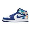 Air Jordan 1 Mid GS Geometric Pint Kids Sneakers Blue White Concord 555112-105
