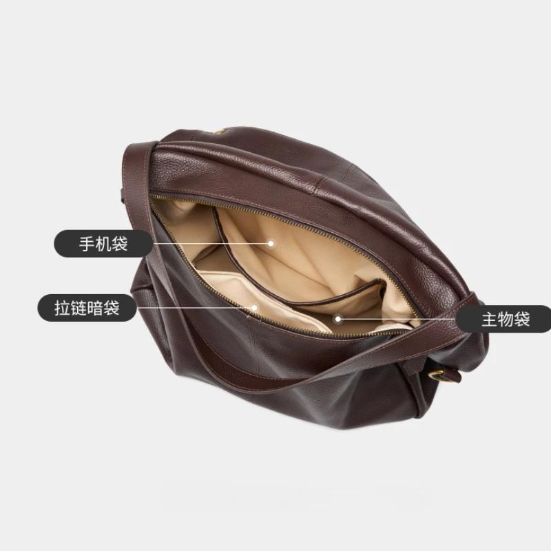Women's Large Capacity Tote Bag | Premium Top-Grain Leather Shoulder Bag Work Commute Purse Minimalist European Style Handbag