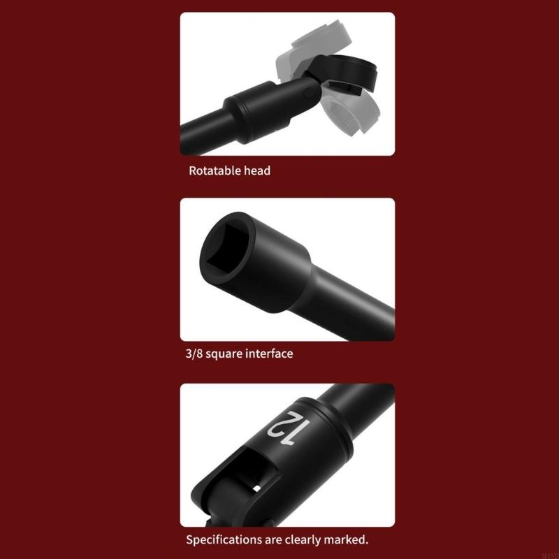 6Pcs Fuels Line Socket Wrench Fuels Pipe Socket Wrench For Injectors Removal With Flexible Head and Steel Construction M4YD
