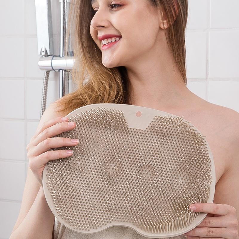 Shower Foot Brush Massage Mat Exfoliating Scrub Shower Back Brush with Suction Cup Foot Wash Brush Nonslip Silicone Bath Mat