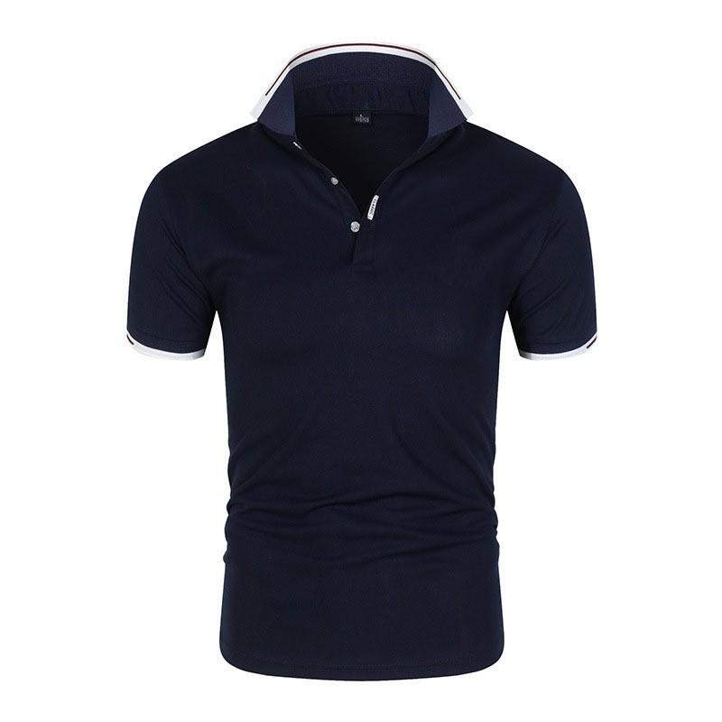 Men s Summer Casual Solid Color Polo Shirt - Youth Lapel Short Sleeve M