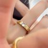 Women's Gold-Plated Titanium Steel Ring with Inlaid Diamond - Simple, Cold Aesthetic Designer Style, Fashionable Decoration for Ladies