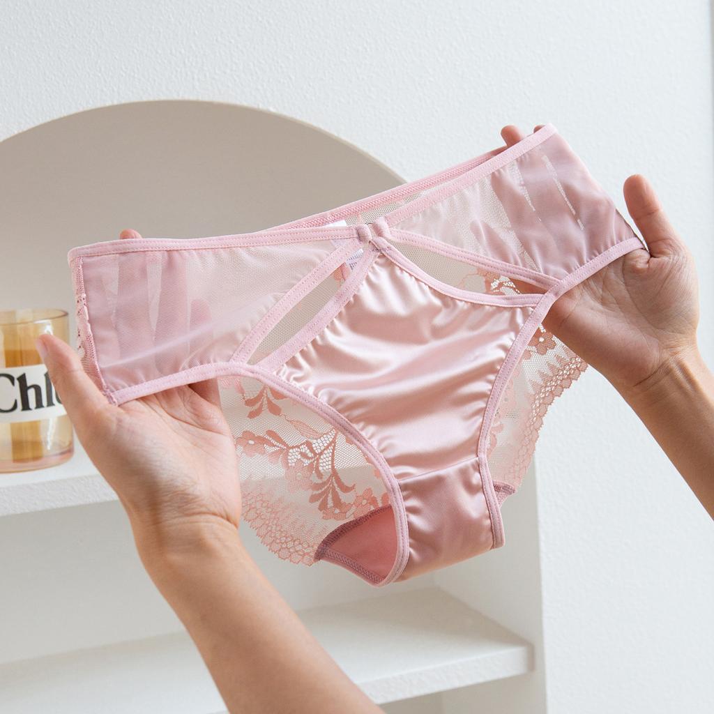Hollow Out Mid Waist Panties Breathable Plus Size Triangle High Elasticity Women’s Panties