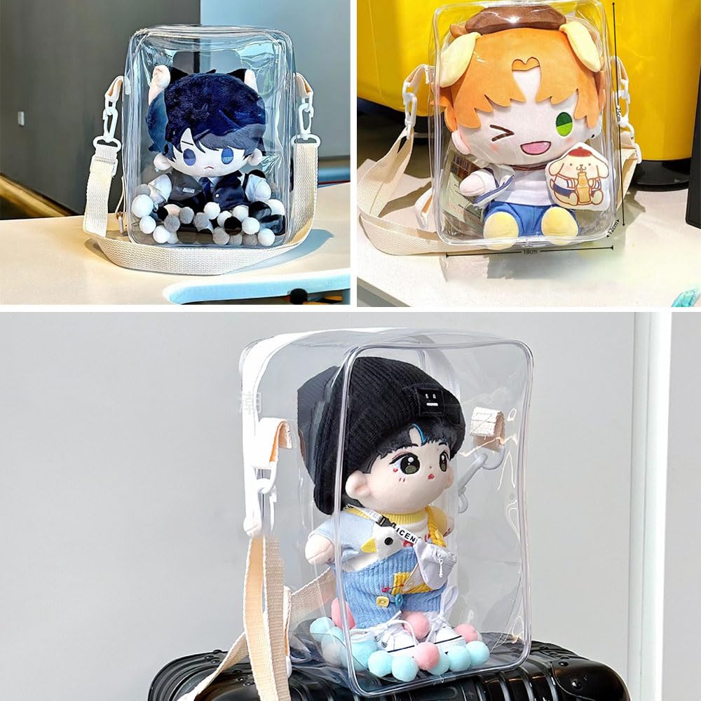 [DFsucces] Ita Bag, Shoulder Bag, Dustproof, Waterproof, Clear Bag, Doll Case, Stuffed Animal Pouch, Fully Transparent, Large Capacity, For Going