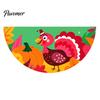 Semicircular Autumn Party Supplies Fall Bunting Fan Flag for Outside, 1.5 X 3ft Turkey Pumpkin Maple Eucalyptus Leaf Holiday Pattern Hanging