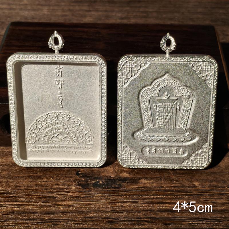 Tibetan Thangka Titanium Steel Gold Silver Pendant: Single/Double-Sided Benming Buddha Amulet