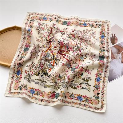 Sciarpa quadrata in cotone da donna, nuova moda, con stampa floreale, bandane, sciarpe da donna, fascia per capelli, fazzoletto, marchio di lusso