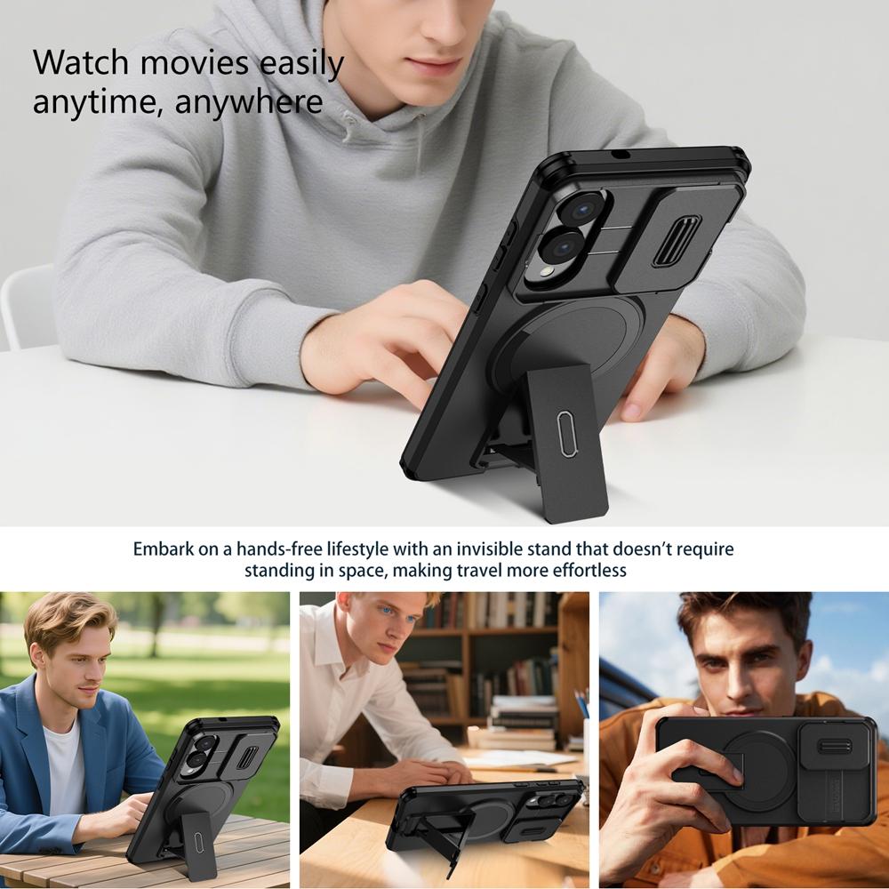 Luksusowe Magnetyczne Etui Armor dla Samsunga Galaxy S25 Edge S26 S24 S23 S22 Plus Ultra FE A15 A26 Pokrowiec ze stojakiem na obiektyw Ładowanie bezprzewodowe