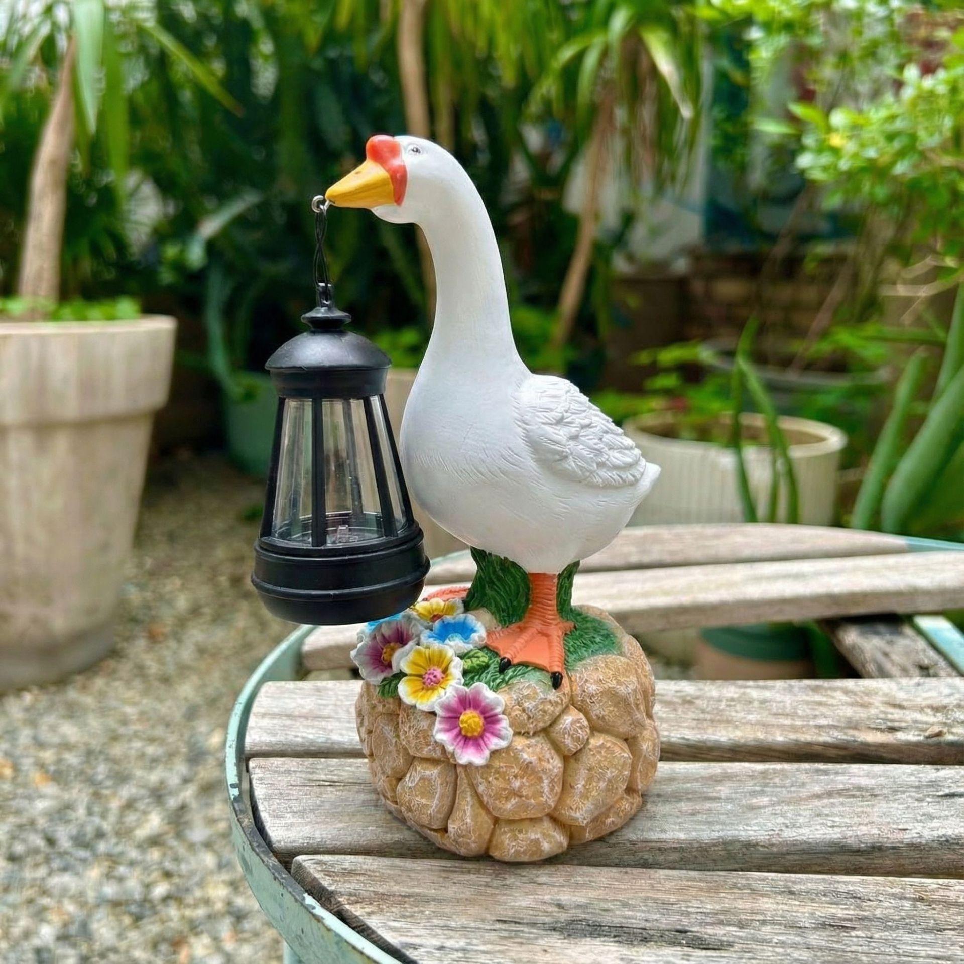 

JYL TS/184,Solar Porch Goose Outdoor Statue Light Resin Goose Solar Light for Villa Garden Decor One Size богатые электрического синего